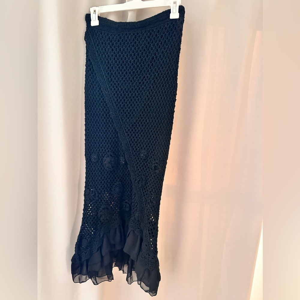 Bandolino Crochet Maxi Skirt Black Size M (Petite)